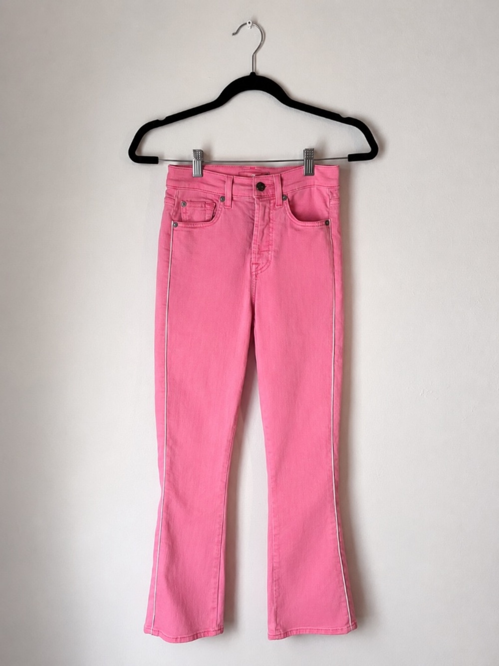 7 For All Mankind High Waist Slim Kick Jeans Pink Stretch Size 24 Barbiecore Y2K